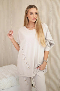 Oversize cotton set sweatshirt + pants ART10853 / – Beige цвет / color | Lexline Fashion