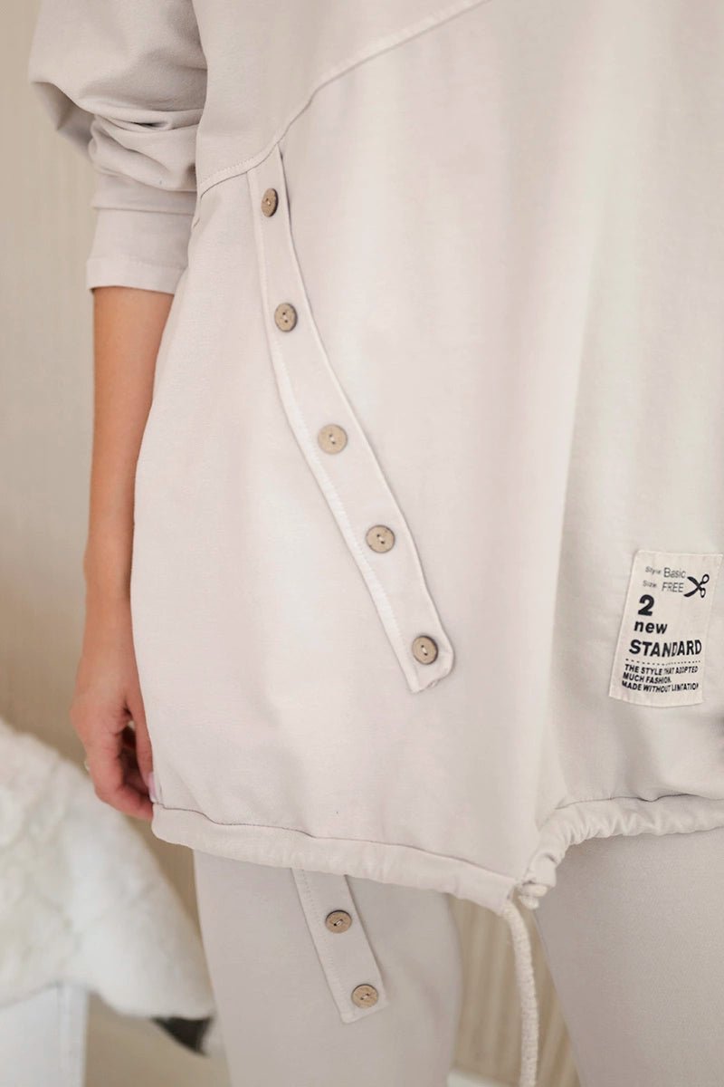 Oversize cotton set sweatshirt + pants ART10853 / – Beige цвет / color | Lexline Fashion