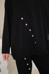 Oversize cotton set sweatshirt + pants ART10853 / – Black цвет / color | Lexline Fashion