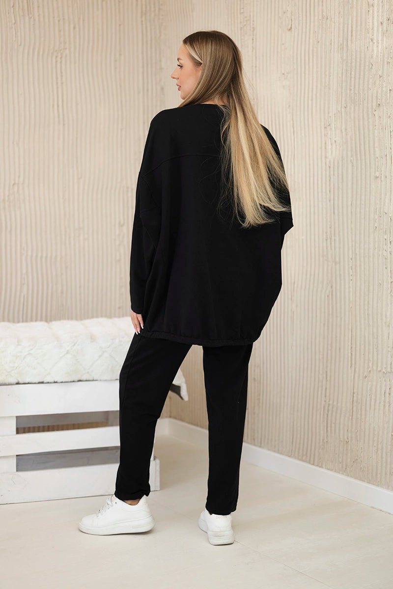 Oversize cotton set sweatshirt + pants ART10853 / – Black цвет / color | Lexline Fashion