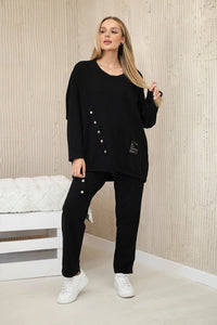 Oversize cotton set sweatshirt + pants ART10853 / – Black цвет / color | Lexline Fashion