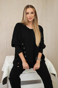 Oversize cotton set sweatshirt + pants ART10853 / – Black цвет / color | Lexline Fashion
