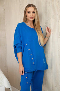 Oversize cotton set sweatshirt + pants ART10853 / – Blue cornflower цвет / color | Lexline Fashion