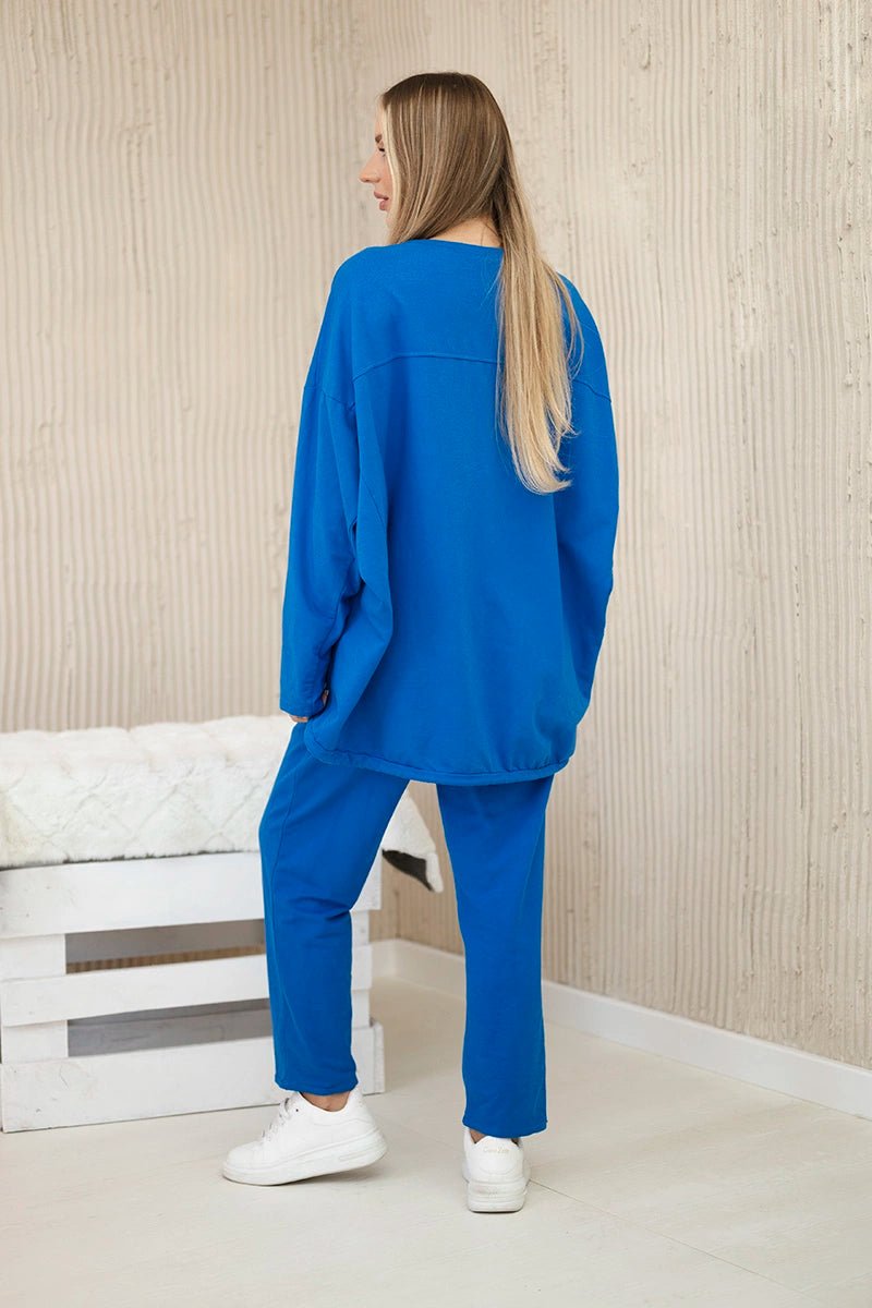 Oversize cotton set sweatshirt + pants ART10853 / – Blue cornflower цвет / color | Lexline Fashion