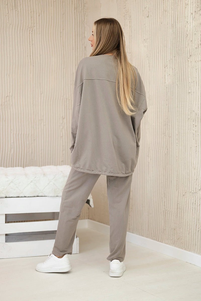 Oversize cotton set sweatshirt + pants ART10853 / – Fango цвет / color | Lexline Fashion