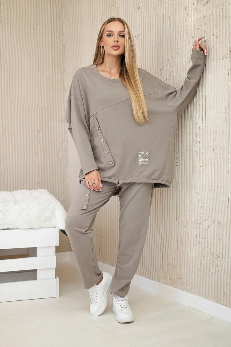 Oversize cotton set sweatshirt + pants ART10853 / – Fango цвет / color | Lexline Fashion