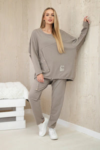 Oversize cotton set sweatshirt + pants ART10853 / – Fango цвет / color | Lexline Fashion
