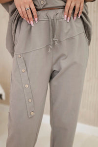 Oversize cotton set sweatshirt + pants ART10853 / – Fango цвет / color | Lexline Fashion