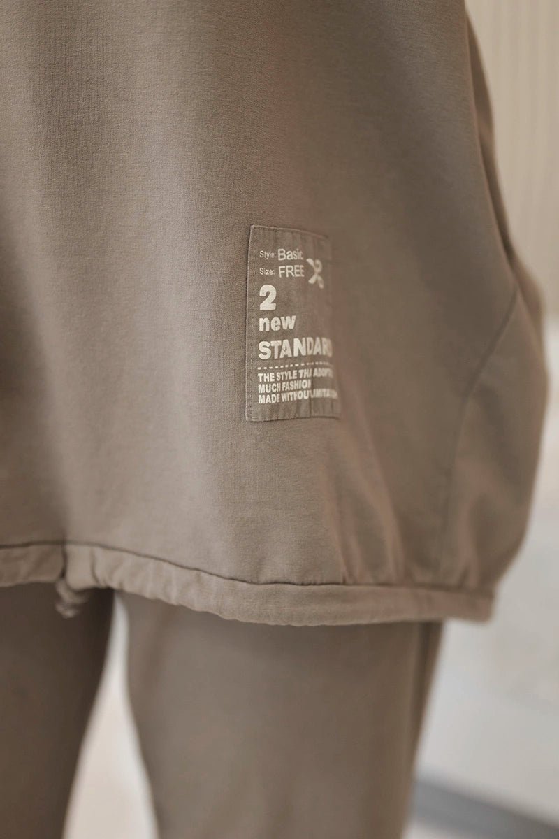 Oversize cotton set sweatshirt + pants ART10853 / – Fango цвет / color | Lexline Fashion