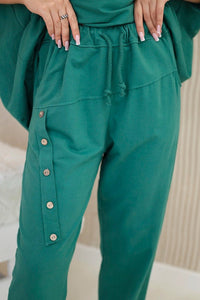 Oversize cotton set sweatshirt + pants ART10853 / – Green цвет / color | Lexline Fashion