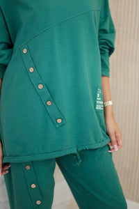 Oversize cotton set sweatshirt + pants ART10853 / – Green цвет / color | Lexline Fashion