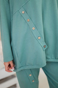 Oversize cotton set sweatshirt + pants ART10853 / – Mint || Dark цвет / color | Lexline Fashion
