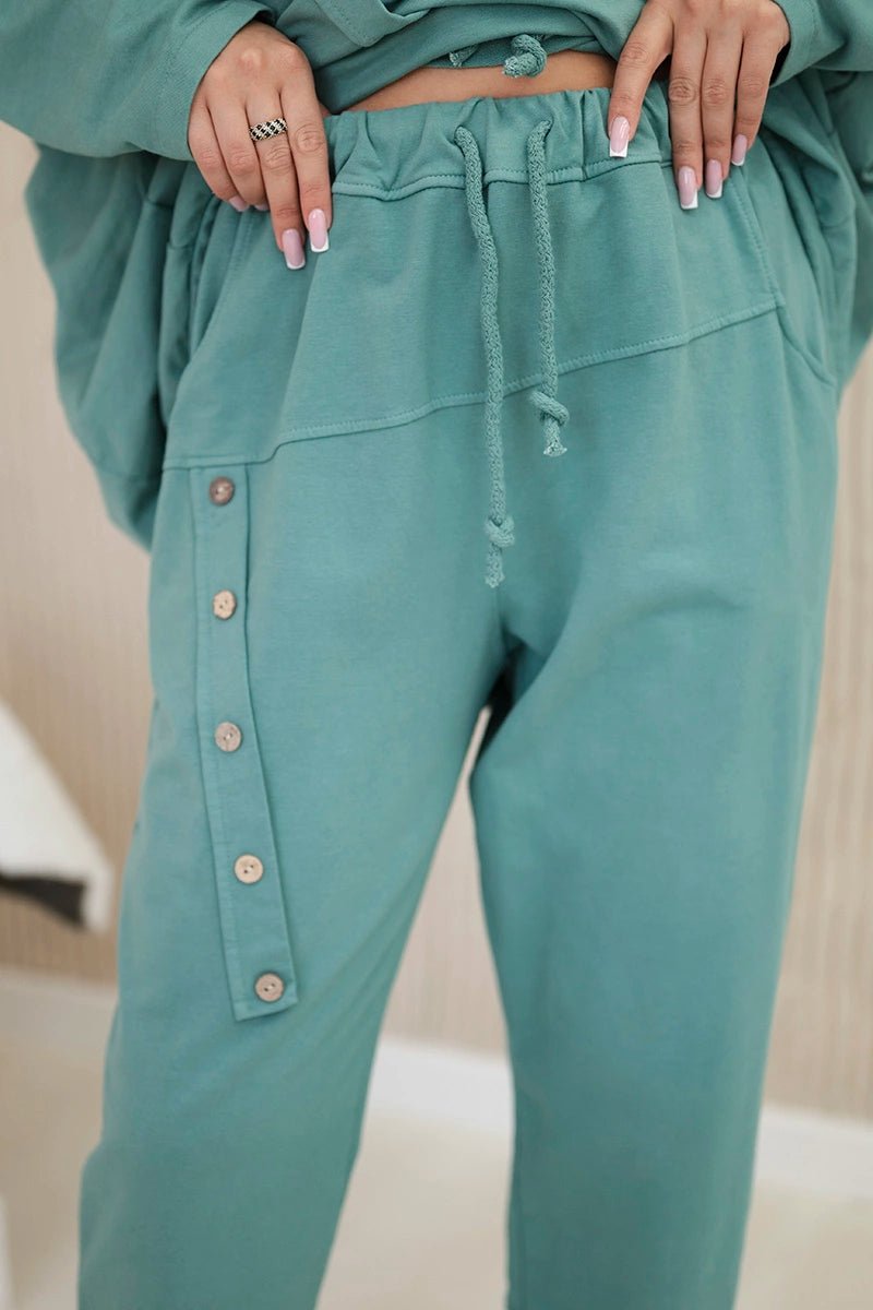 Oversize cotton set sweatshirt + pants ART10853 / – Mint || Dark цвет / color | Lexline Fashion