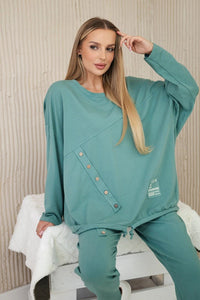 Oversize cotton set sweatshirt + pants ART10853 / – Mint || Dark цвет / color | Lexline Fashion