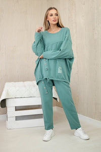 Oversize cotton set sweatshirt + pants ART10853 / – Mint || Dark цвет / color | Lexline Fashion