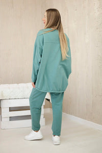Oversize cotton set sweatshirt + pants ART10853 / – Mint || Dark цвет / color | Lexline Fashion