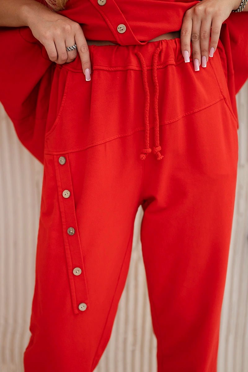 Oversize cotton set sweatshirt + pants ART10853 / – Red цвет / color | Lexline Fashion
