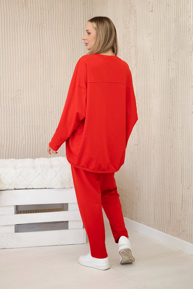 Oversize cotton set sweatshirt + pants ART10853 / – Red цвет / color | Lexline Fashion