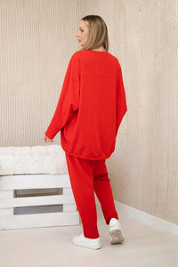 Oversize cotton set sweatshirt + pants ART10853 / – Red цвет / color | Lexline Fashion