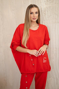 Oversize cotton set sweatshirt + pants ART10853 / – Red цвет / color | Lexline Fashion