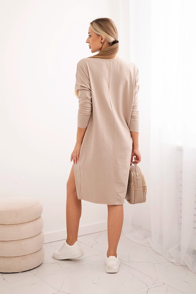 Oversize dress 9395 / – Dark || beige цвет / color | Lexline Fashion