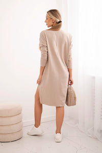 Oversize dress 9395 / – Dark || beige цвет / color | Lexline Fashion