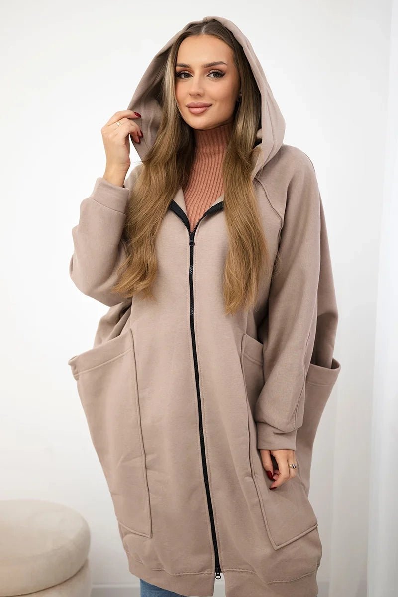 Oversize hoodie 9383 / – Dark || beige цвет / color | Lexline Fashion
