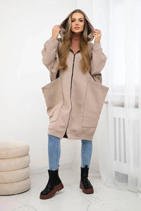 Oversize hoodie 9383 / – Dark || beige цвет / color | Lexline Fashion