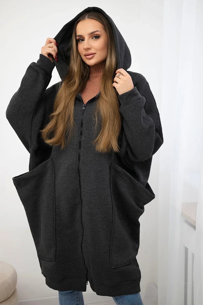 Oversize hoodie 9383 / – Graphite цвет / color | Lexline Fashion