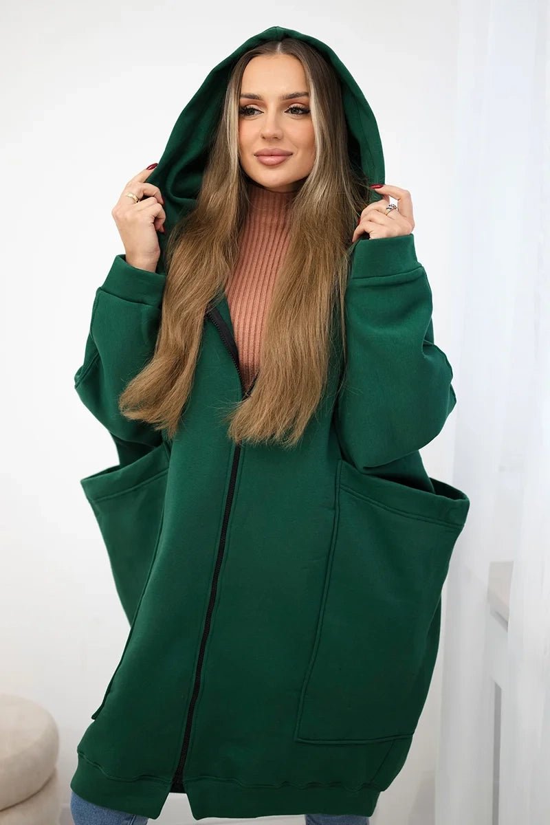 Oversize hoodie 9383 / – Green || Dark цвет / color | Lexline Fashion