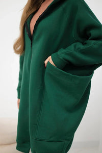 Oversize hoodie 9383 / – Green || Dark цвет / color | Lexline Fashion