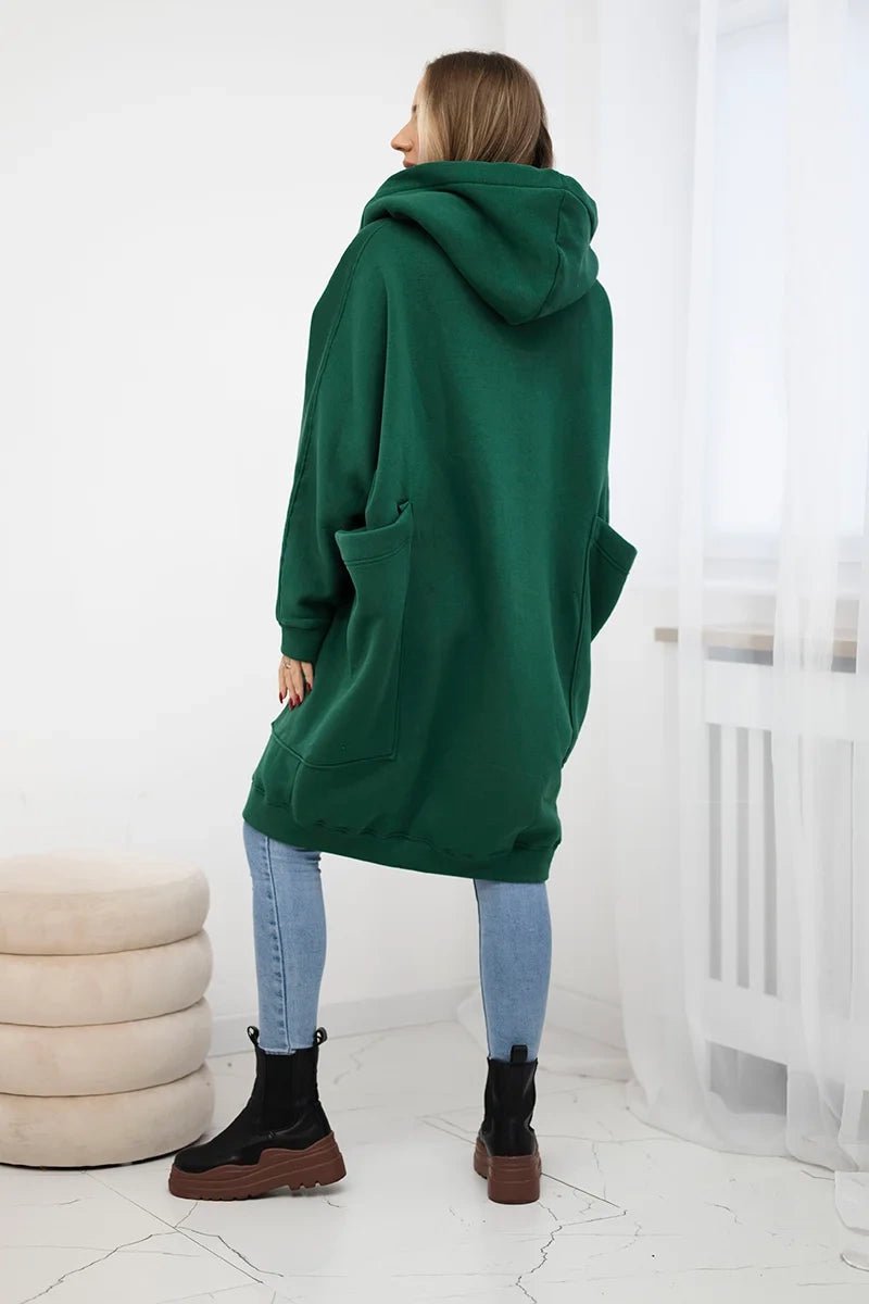 Oversize hoodie 9383 / – Green || Dark цвет / color | Lexline Fashion