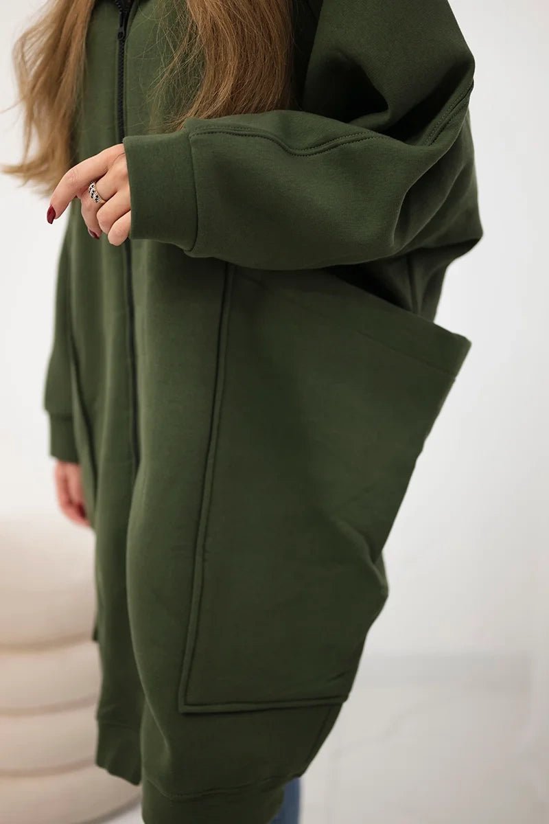 Oversize hoodie 9383 / – Khaki цвет / color | Lexline Fashion