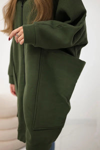 Oversize hoodie 9383 / – Khaki цвет / color | Lexline Fashion