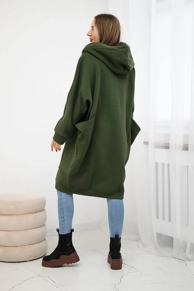 Oversize hoodie 9383 / – Khaki цвет / color | Lexline Fashion