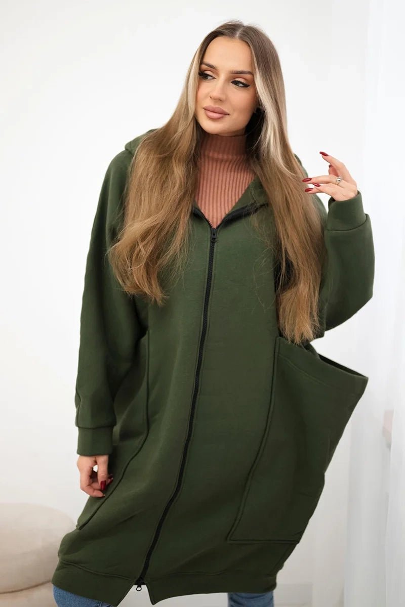 Oversize hoodie 9383 / – Khaki цвет / color | Lexline Fashion