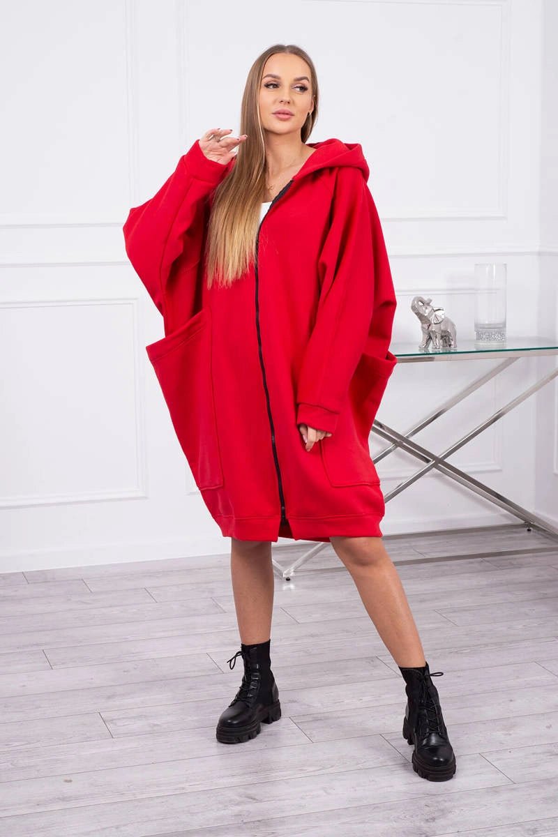 Oversize hoodie 9383 / – Red цвет / color | Lexline Fashion