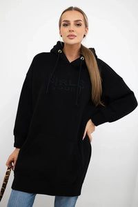 Oversize hoodie with embroidered inscription 9310 / – Black цвет / color | Lexline Fashion