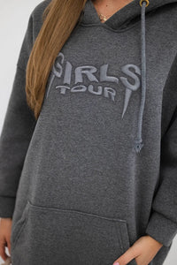 Oversize hoodie with embroidered inscription 9310 / – Graphite цвет / color | Lexline Fashion