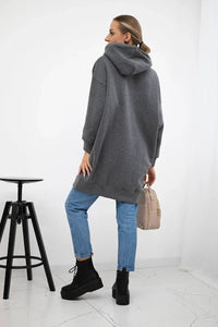 Oversize hoodie with embroidered inscription 9310 / – Graphite цвет / color | Lexline Fashion