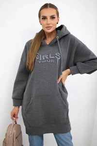 Oversize hoodie with embroidered inscription 9310 / – Graphite цвет / color | Lexline Fashion