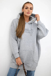 Oversize hoodie with embroidered inscription 9310 / – Gray цвет / color | Lexline Fashion