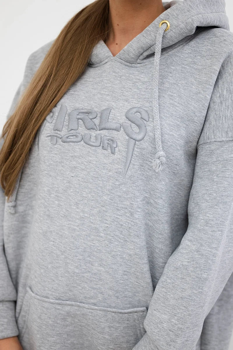 Oversize hoodie with embroidered inscription 9310 / – Gray цвет / color | Lexline Fashion