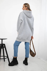 Oversize hoodie with embroidered inscription 9310 / – Gray цвет / color | Lexline Fashion