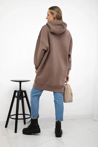 Oversize hoodie with embroidered inscription 9310 / – Mocca цвет / color | Lexline Fashion