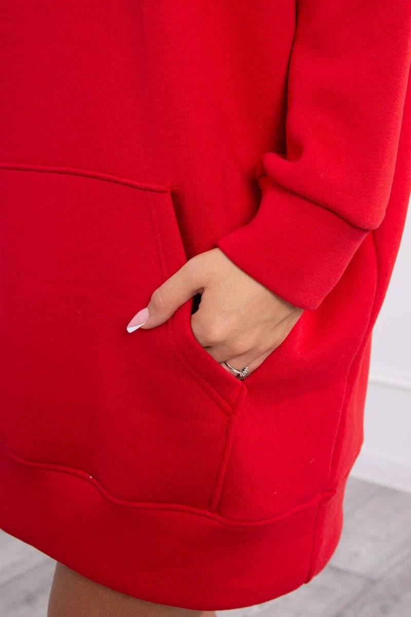 Oversize hoodie with embroidered inscription 9310 / – Red цвет / color | Lexline Fashion