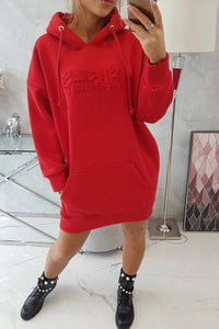 Oversize hoodie with embroidered inscription 9310 / – Red цвет / color | Lexline Fashion