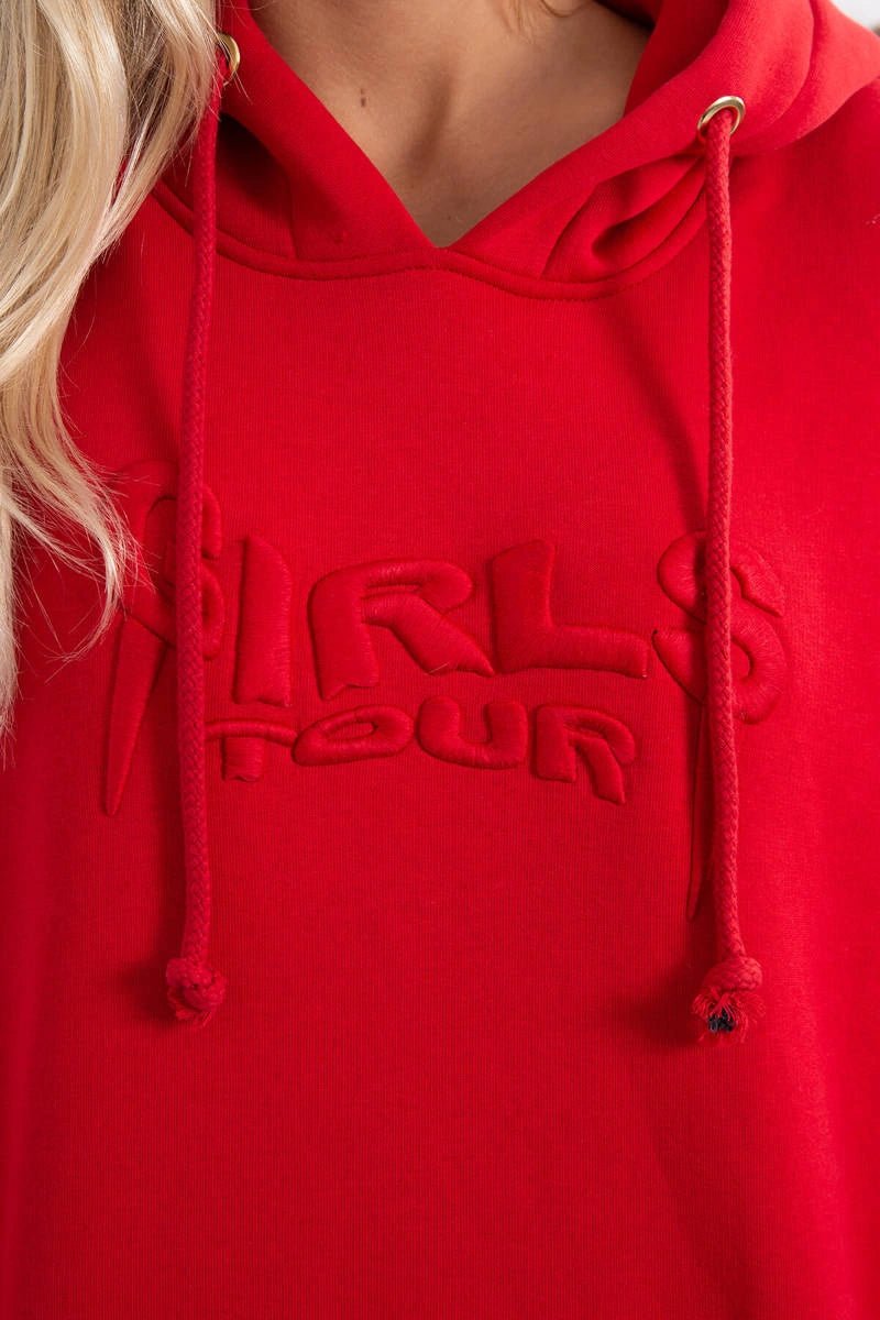 Oversize hoodie with embroidered inscription 9310 / – Red цвет / color | Lexline Fashion
