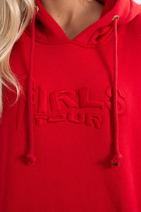 Oversize hoodie with embroidered inscription 9310 / – Red цвет / color | Lexline Fashion