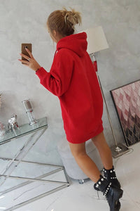 Oversize hoodie with embroidered inscription 9310 / – Red цвет / color | Lexline Fashion